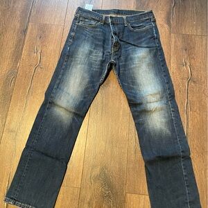 Levi's Men's Blue Straight Jeans with Faded Whiskering